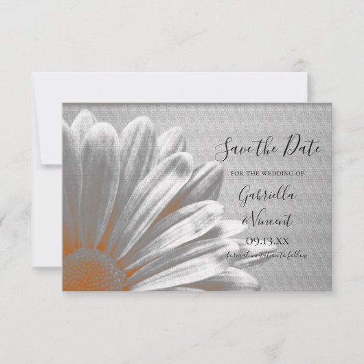 Oranje Floral Highlight Wedding Save the Date (Voorkant)