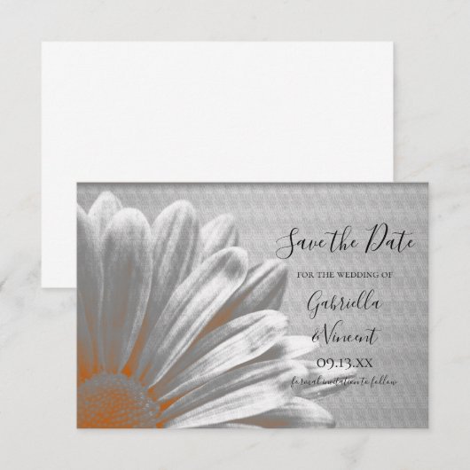 Oranje Floral Highlight Wedding Save the Date (Voorkant / Achterkant)