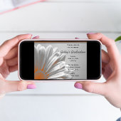 Oranje Floral Highlights Graduation Party Invite Kaart