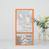 Oranje Floral Highlights Weddenschap Bedankkaart (Staand voorkant)