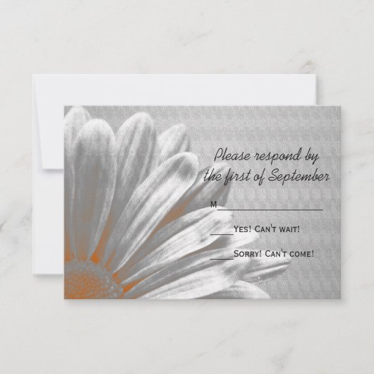 Oranje Floral Highlights Wedding RSVP Kaart (Voorkant)