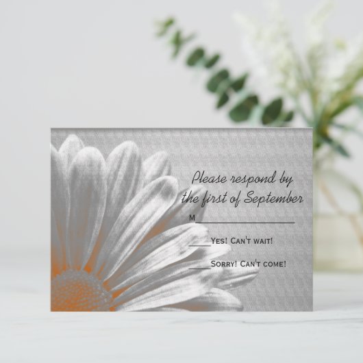 Oranje Floral Highlights Wedding RSVP Response Kaartje (Staand voorkant)