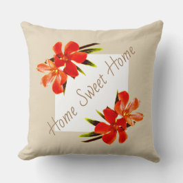 Oranje Floral | Khaki & White | Home Sweet Home Kussen