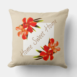 Oranje Floral   Khaki & White   Home Sweet Home Kussen