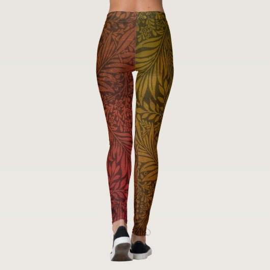 Oranje Floral Larkspur Botanisch Patroon Leggings (Achterkant)