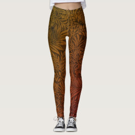  Oranje Floral Larkspur Botanisch Patroon Leggings