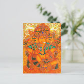 Oranje Floral Lord Ganesha Briefkaart (Staand voorkant)