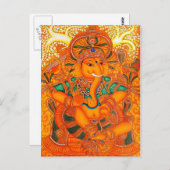 Oranje Floral Lord Ganesha Briefkaart (Voorkant / Achterkant)