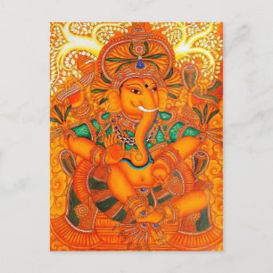 Oranje Floral Lord Ganesha Briefkaart