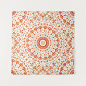 Oranje Floral Mandala Wandkleed (Voorkant (horizontaal))