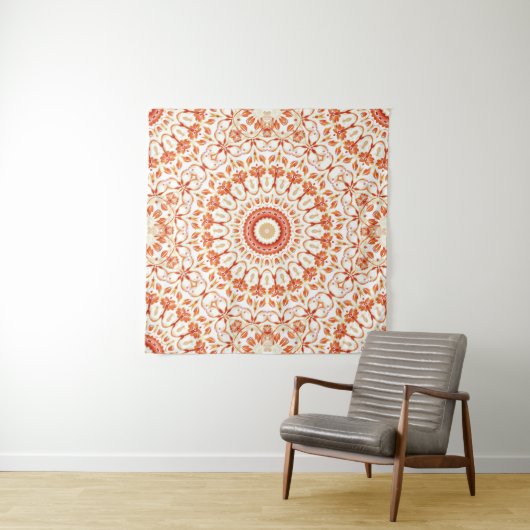 Oranje Floral Mandala Wandkleed (In Situ (horizontaal))