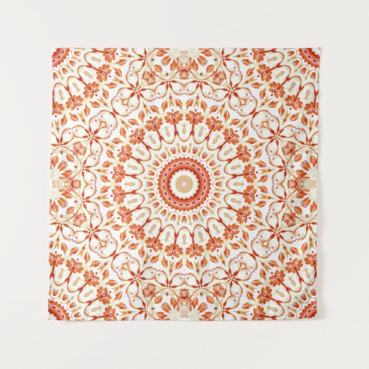 Oranje Floral Mandala Wandkleed (Voorkant)