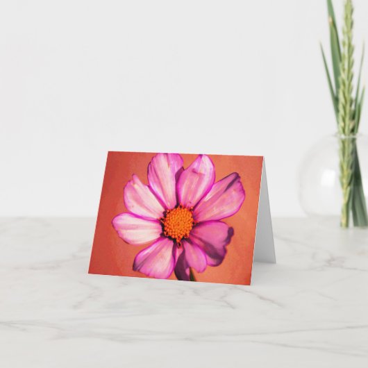 Oranje Floral Notecard Kaart (Voorkant)