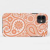 Oranje Floral Paisley Monogram Patroon Case-Mate iPhone Case (Achterkant (horizontaal))