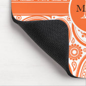 Oranje Floral Paisley Monogram Patroon Muismat (Hoek)