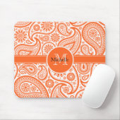 Oranje Floral Paisley Monogram Patroon Muismat (Met muis)