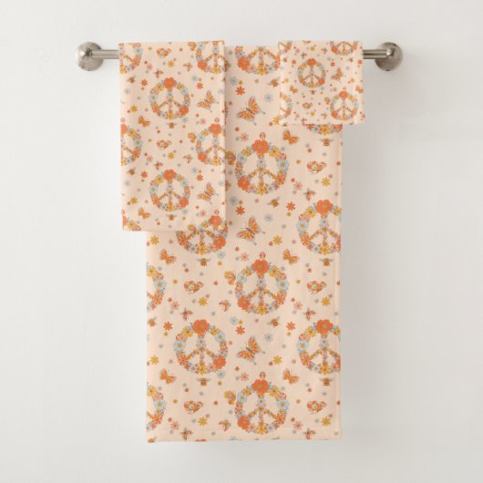 Oranje Floral Patroon Bad Handdoek (Insitu)