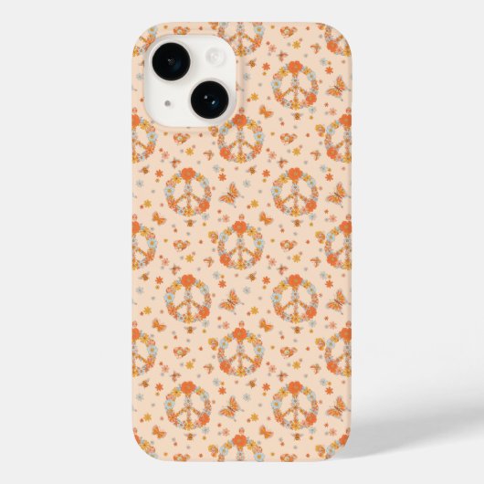 Oranje Floral Patroon Case-Mate iPhone Case (Achterkant)
