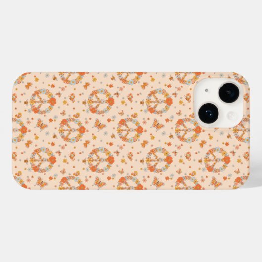 Oranje Floral Patroon Case-Mate iPhone Case (Achterkant (horizontaal))