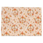 Oranje Floral Patroon Groot Cadeauzakje (Achterkant)