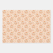 Oranje Floral Patroon Inpakpapier Vel (Voorkant)