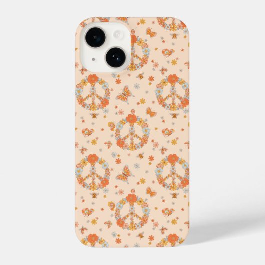 Oranje Floral Patroon iPhone Hoesje (Achterkant)