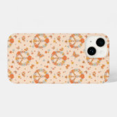 Oranje Floral Patroon iPhone Hoesje (Achterkant horizontaal)