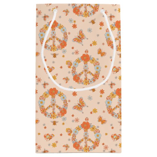 Oranje Floral Patroon Klein Cadeauzakje (Achterkant)