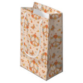 Oranje Floral Patroon Klein Cadeauzakje (Voorkant Gekanteld)