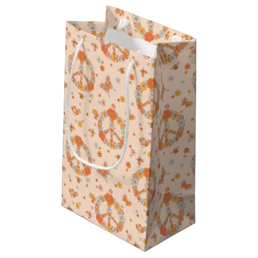 Oranje Floral Patroon Klein Cadeauzakje (Achterkant Gekanteld)