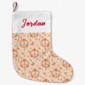 Oranje Floral Patroon Kleine Kerstsok (Voorkant)