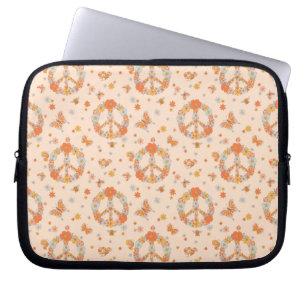 Oranje Floral Patroon Laptop Sleeve