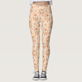 Oranje Floral Patroon Leggings (Voorkant)