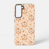 Oranje Floral Patroon Samsung Galaxy Hoesje (Achterkant)