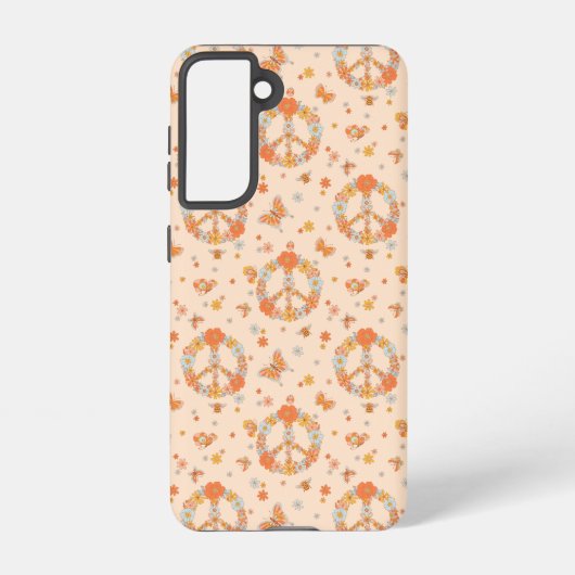 Oranje Floral Patroon Samsung Galaxy Hoesje (Achterkant)