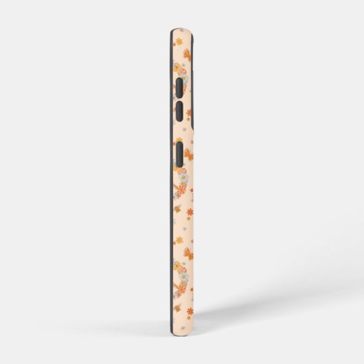 Oranje Floral Patroon Samsung Galaxy Hoesje (Rechterkant)