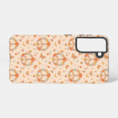 Oranje Floral Patroon Samsung Galaxy Hoesje (Achterkant horizontaal)