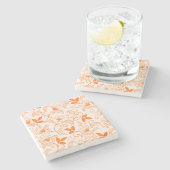 Oranje Floral Pattern aanpassen Stenen Onderzetter (Zijkant)