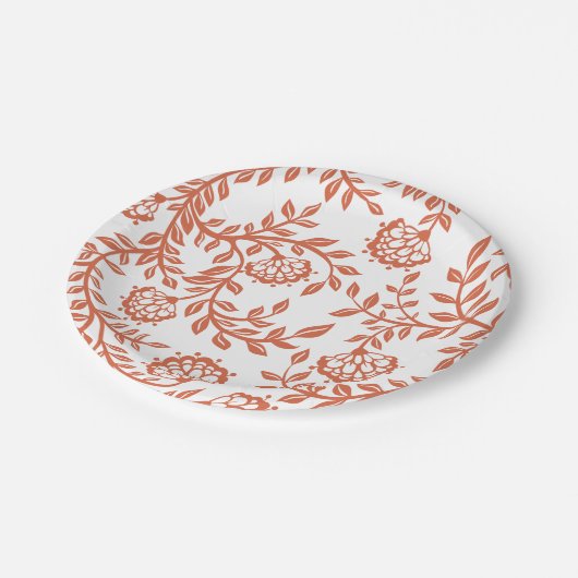 Oranje  Floral Print Party Papieren Bordje (Gekanteld)