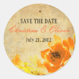  Oranje Floral Romantic Wedding Sticker