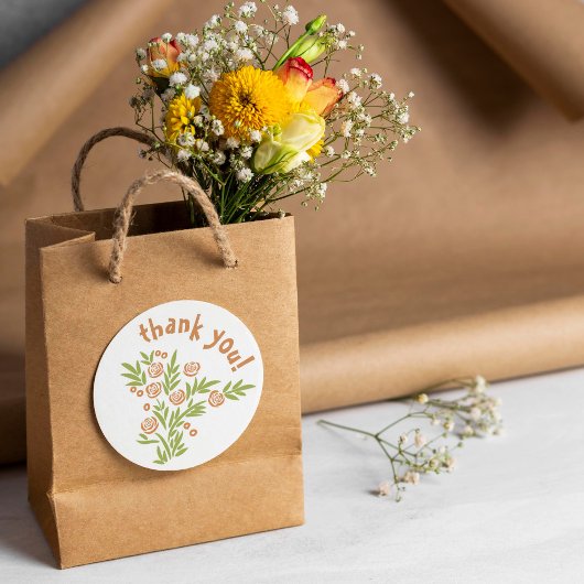 Oranje Floral Ronde Sticker