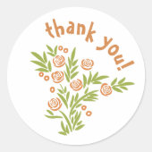 Oranje Floral Ronde Sticker (Voorkant)