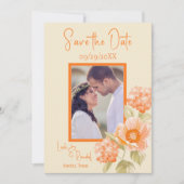 Oranje Floral Save the Date Wedding Kaart (Voorkant)