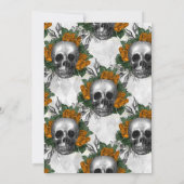 Oranje Floral Skull Gothic Vrijgezellenfeest Kaart (Achterkant)