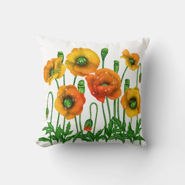 Oranje Floral Spring Pillow Kussen (Voorkant)