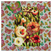 Oranje Floral Stof (Swatch)