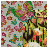 Oranje Floral Stof (Close Up)