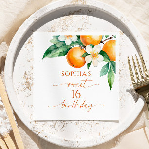 Oranje Floral Sweet 16 Birthday Party Servet