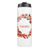 Oranje Floral Thermosbeker (Voorkant)