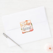 Oranje Floral Waterverf Square Sticker (Envelop)